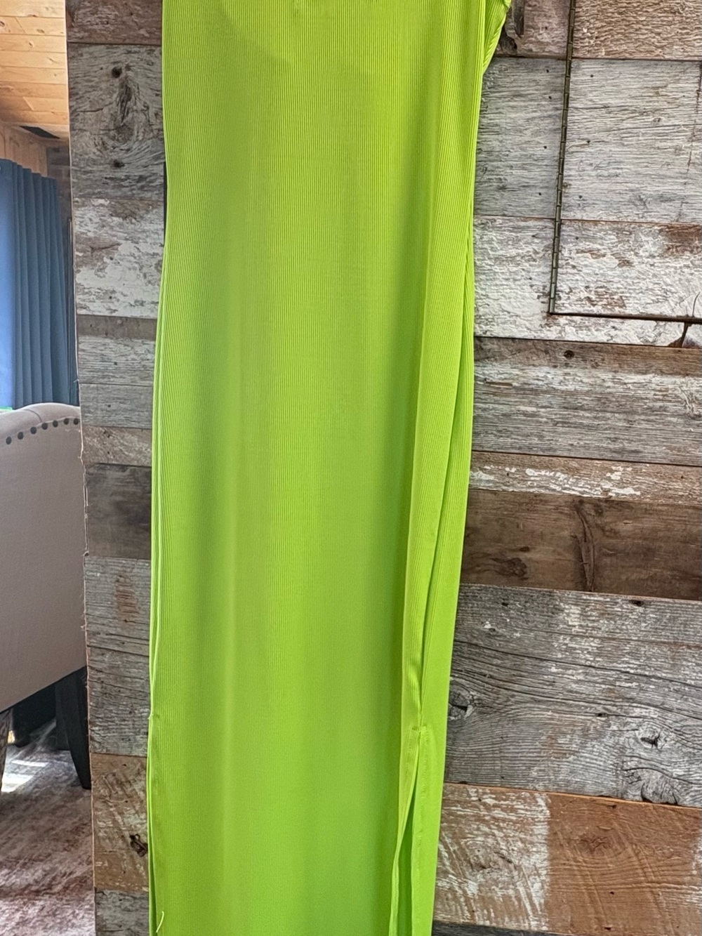 Almost Famous Neon Lime Ribbed Tank with Front Drawstring - Picture 8 of 8